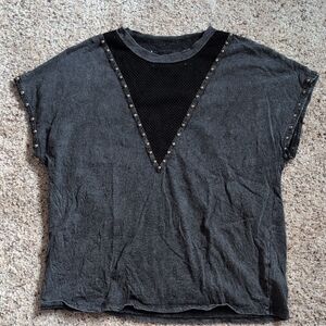Stylish Gray Studded Women's Top Shein